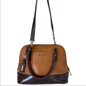 Tignanello Brown Block Leather Satchel Bag